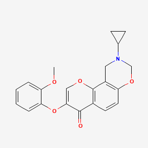 molecular formula C21H19NO5 B6528070 9-cyclopropyl-3-(2-methoxyphenoxy)-4H,8H,9H,10H-chromeno[8,7-e][1,3]oxazin-4-one CAS No. 946384-83-4