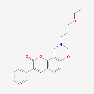 molecular formula C22H23NO4 B6528094 9-(3-ethoxypropyl)-3-phenyl-2H,8H,9H,10H-chromeno[8,7-e][1,3]oxazin-2-one CAS No. 946235-53-6