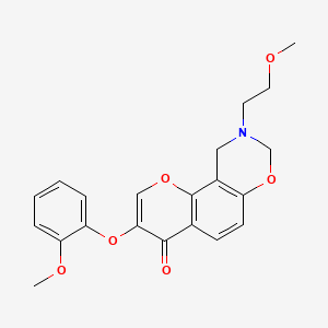 molecular formula C21H21NO6 B6528102 9-(2-methoxyethyl)-3-(2-methoxyphenoxy)-4H,8H,9H,10H-chromeno[8,7-e][1,3]oxazin-4-one CAS No. 946235-56-9