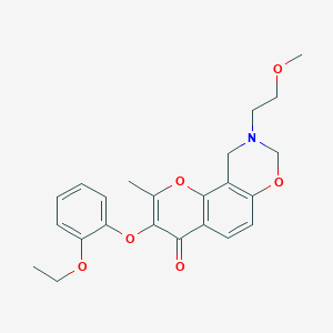 molecular formula C23H25NO6 B6528117 3-(2-ethoxyphenoxy)-9-(2-methoxyethyl)-2-methyl-4H,8H,9H,10H-chromeno[8,7-e][1,3]oxazin-4-one CAS No. 946384-95-8