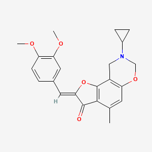 molecular formula C23H23NO5 B6528148 (4Z)-12-cyclopropyl-4-[(3,4-dimethoxyphenyl)methylidene]-7-methyl-3,10-dioxa-12-azatricyclo[7.4.0.0^{2,6}]trideca-1(9),2(6),7-trien-5-one CAS No. 946235-67-2