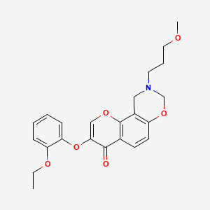 molecular formula C23H25NO6 B6528204 3-(2-ethoxyphenoxy)-9-(3-methoxypropyl)-4H,8H,9H,10H-chromeno[8,7-e][1,3]oxazin-4-one CAS No. 946293-65-8