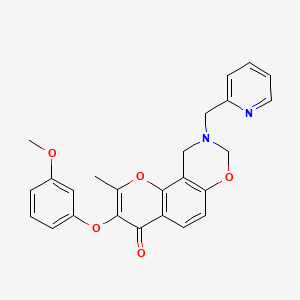 molecular formula C25H22N2O5 B6528283 3-(3-methoxyphenoxy)-2-methyl-9-[(pyridin-2-yl)methyl]-4H,8H,9H,10H-chromeno[8,7-e][1,3]oxazin-4-one CAS No. 946385-61-1