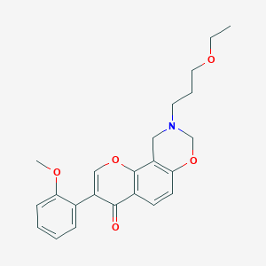 molecular formula C23H25NO5 B6528297 9-(3-ethoxypropyl)-3-(2-methoxyphenyl)-4H,8H,9H,10H-chromeno[8,7-e][1,3]oxazin-4-one CAS No. 946385-73-5