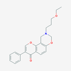 molecular formula C22H23NO4 B6528303 9-(3-ethoxypropyl)-3-phenyl-4H,8H,9H,10H-chromeno[8,7-e][1,3]oxazin-4-one CAS No. 946236-55-1