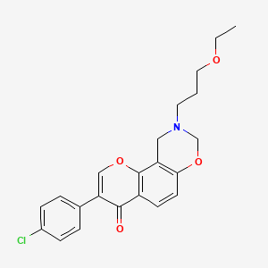 molecular formula C22H22ClNO4 B6528317 3-(4-chlorophenyl)-9-(3-ethoxypropyl)-4H,8H,9H,10H-chromeno[8,7-e][1,3]oxazin-4-one CAS No. 946385-76-8