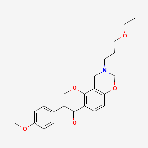 molecular formula C23H25NO5 B6528325 9-(3-ethoxypropyl)-3-(4-methoxyphenyl)-4H,8H,9H,10H-chromeno[8,7-e][1,3]oxazin-4-one CAS No. 946236-59-5