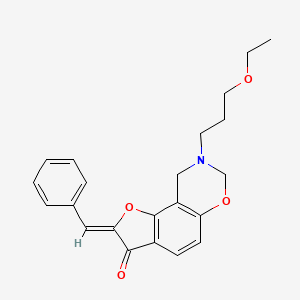 molecular formula C22H23NO4 B6528341 (4Z)-12-(3-ethoxypropyl)-4-(phenylmethylidene)-3,10-dioxa-12-azatricyclo[7.4.0.0^{2,6}]trideca-1(9),2(6),7-trien-5-one CAS No. 946270-34-4