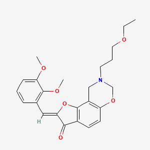 molecular formula C24H27NO6 B6528344 (4Z)-4-[(2,3-dimethoxyphenyl)methylidene]-12-(3-ethoxypropyl)-3,10-dioxa-12-azatricyclo[7.4.0.0^{2,6}]trideca-1(9),2(6),7-trien-5-one CAS No. 946326-24-5