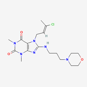 molecular formula C18H27ClN6O3 B6528353 7-[(2E)-3-chlorobut-2-en-1-yl]-1,3-dimethyl-8-{[3-(morpholin-4-yl)propyl]amino}-2,3,6,7-tetrahydro-1H-purine-2,6-dione CAS No. 946209-70-7