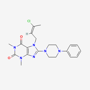 molecular formula C21H25ClN6O2 B6528370 7-[(2E)-3-chlorobut-2-en-1-yl]-1,3-dimethyl-8-(4-phenylpiperazin-1-yl)-2,3,6,7-tetrahydro-1H-purine-2,6-dione CAS No. 946326-28-9
