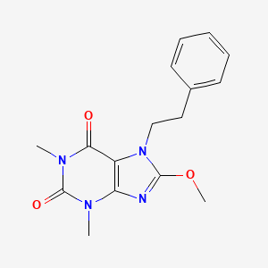 molecular formula C16H18N4O3 B6528380 8-methoxy-1,3-dimethyl-7-(2-phenylethyl)-2,3,6,7-tetrahydro-1H-purine-2,6-dione CAS No. 946270-46-8