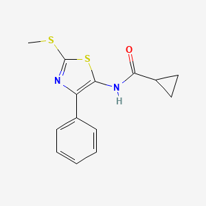 molecular formula C14H14N2OS2 B6528404 N-[2-(methylsulfanyl)-4-phenyl-1,3-thiazol-5-yl]cyclopropanecarboxamide CAS No. 946271-00-7
