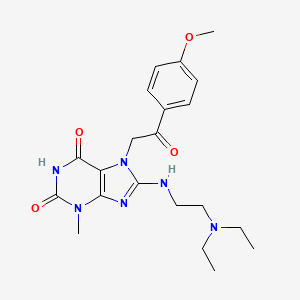 molecular formula C21H28N6O4 B6528405 8-{[2-(diethylamino)ethyl]amino}-7-[2-(4-methoxyphenyl)-2-oxoethyl]-3-methyl-2,3,6,7-tetrahydro-1H-purine-2,6-dione CAS No. 946326-40-5