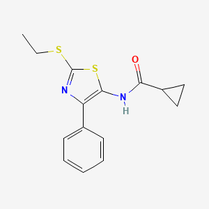 molecular formula C15H16N2OS2 B6528406 N-[2-(ethylsulfanyl)-4-phenyl-1,3-thiazol-5-yl]cyclopropanecarboxamide CAS No. 946210-44-2
