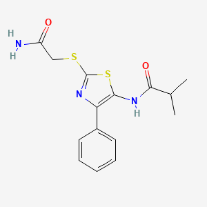 molecular formula C15H17N3O2S2 B6528421 N-{2-[(carbamoylmethyl)sulfanyl]-4-phenyl-1,3-thiazol-5-yl}-2-methylpropanamide CAS No. 946210-53-3