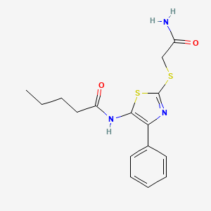 molecular formula C16H19N3O2S2 B6528428 N-{2-[(carbamoylmethyl)sulfanyl]-4-phenyl-1,3-thiazol-5-yl}pentanamide CAS No. 946271-15-4