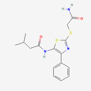 molecular formula C16H19N3O2S2 B6528432 N-{2-[(carbamoylmethyl)sulfanyl]-4-phenyl-1,3-thiazol-5-yl}-3-methylbutanamide CAS No. 946210-58-8