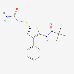 molecular formula C16H19N3O2S2 B6528433 N-{2-[(carbamoylmethyl)sulfanyl]-4-phenyl-1,3-thiazol-5-yl}-2,2-dimethylpropanamide CAS No. 946327-04-4