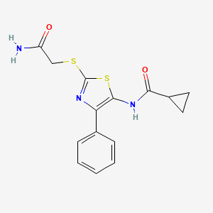 molecular formula C15H15N3O2S2 B6528440 N-{2-[(carbamoylmethyl)sulfanyl]-4-phenyl-1,3-thiazol-5-yl}cyclopropanecarboxamide CAS No. 946271-18-7