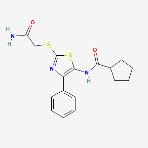 molecular formula C17H19N3O2S2 B6528443 N-{2-[(carbamoylmethyl)sulfanyl]-4-phenyl-1,3-thiazol-5-yl}cyclopentanecarboxamide CAS No. 946327-07-7