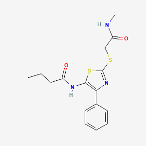 molecular formula C16H19N3O2S2 B6528463 N-(2-{[(methylcarbamoyl)methyl]sulfanyl}-4-phenyl-1,3-thiazol-5-yl)butanamide CAS No. 946327-59-9
