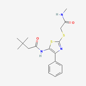 molecular formula C18H23N3O2S2 B6528464 3,3-dimethyl-N-(2-{[(methylcarbamoyl)methyl]sulfanyl}-4-phenyl-1,3-thiazol-5-yl)butanamide CAS No. 946211-20-7