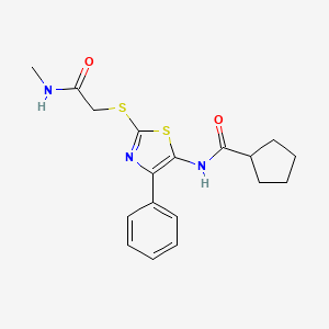 molecular formula C18H21N3O2S2 B6528471 N-(2-{[(methylcarbamoyl)methyl]sulfanyl}-4-phenyl-1,3-thiazol-5-yl)cyclopentanecarboxamide CAS No. 946327-67-9