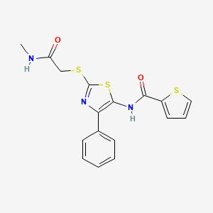 molecular formula C17H15N3O2S3 B6528472 N-(2-{[(methylcarbamoyl)methyl]sulfanyl}-4-phenyl-1,3-thiazol-5-yl)thiophene-2-carboxamide CAS No. 946211-44-5