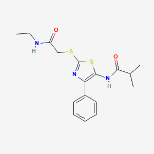 molecular formula C17H21N3O2S2 B6528482 N-(2-{[(ethylcarbamoyl)methyl]sulfanyl}-4-phenyl-1,3-thiazol-5-yl)-2-methylpropanamide CAS No. 946327-90-8
