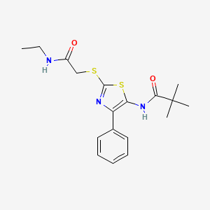 molecular formula C18H23N3O2S2 B6528488 N-(2-{[(ethylcarbamoyl)methyl]sulfanyl}-4-phenyl-1,3-thiazol-5-yl)-2,2-dimethylpropanamide CAS No. 946211-52-5