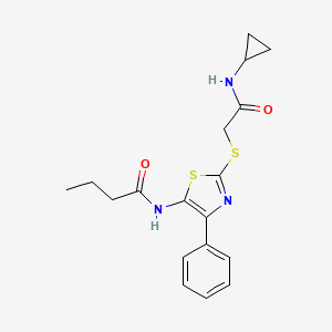 molecular formula C18H21N3O2S2 B6528501 N-(2-{[(cyclopropylcarbamoyl)methyl]sulfanyl}-4-phenyl-1,3-thiazol-5-yl)butanamide CAS No. 946272-15-7