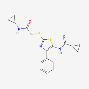 molecular formula C18H19N3O2S2 B6528510 N-(2-{[(cyclopropylcarbamoyl)methyl]sulfanyl}-4-phenyl-1,3-thiazol-5-yl)cyclopropanecarboxamide CAS No. 946272-18-0