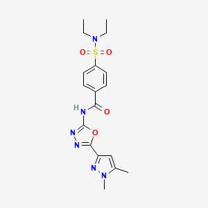 molecular formula C18H22N6O4S B6528529 4-(diethylsulfamoyl)-N-[5-(1,5-dimethyl-1H-pyrazol-3-yl)-1,3,4-oxadiazol-2-yl]benzamide CAS No. 1019101-41-7