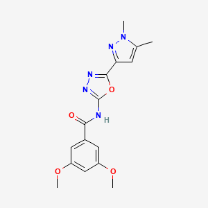 molecular formula C16H17N5O4 B6528537 N-[5-(1,5-dimethyl-1H-pyrazol-3-yl)-1,3,4-oxadiazol-2-yl]-3,5-dimethoxybenzamide CAS No. 1019101-43-9