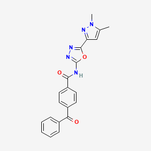 molecular formula C21H17N5O3 B6528551 4-benzoyl-N-[5-(1,5-dimethyl-1H-pyrazol-3-yl)-1,3,4-oxadiazol-2-yl]benzamide CAS No. 1019101-46-2