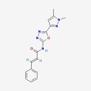 molecular formula C16H15N5O2 B6528566 (2E)-N-[5-(1,5-dimethyl-1H-pyrazol-3-yl)-1,3,4-oxadiazol-2-yl]-3-phenylprop-2-enamide CAS No. 1019101-48-4
