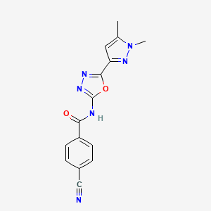 B6528576 4-cyano-N-[5-(1,5-dimethyl-1H-pyrazol-3-yl)-1,3,4-oxadiazol-2-yl]benzamide CAS No. 1019101-55-3