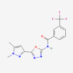 molecular formula C15H12F3N5O2 B6528596 N-[5-(1,5-dimethyl-1H-pyrazol-3-yl)-1,3,4-oxadiazol-2-yl]-3-(trifluoromethyl)benzamide CAS No. 1019101-61-1