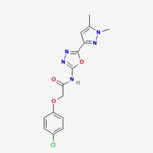 B6528599 2-(4-chlorophenoxy)-N-[5-(1,5-dimethyl-1H-pyrazol-3-yl)-1,3,4-oxadiazol-2-yl]acetamide CAS No. 1019101-64-4