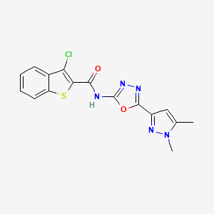 molecular formula C16H12ClN5O2S B6528600 3-chloro-N-[5-(1,5-dimethyl-1H-pyrazol-3-yl)-1,3,4-oxadiazol-2-yl]-1-benzothiophene-2-carboxamide CAS No. 1019101-65-5