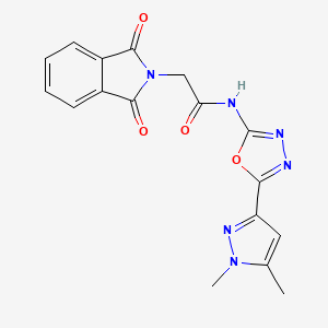 molecular formula C17H14N6O4 B6528601 N-[5-(1,5-dimethyl-1H-pyrazol-3-yl)-1,3,4-oxadiazol-2-yl]-2-(1,3-dioxo-2,3-dihydro-1H-isoindol-2-yl)acetamide CAS No. 1019101-66-6