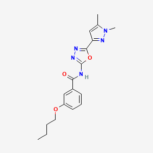 molecular formula C18H21N5O3 B6528633 3-butoxy-N-[5-(1,5-dimethyl-1H-pyrazol-3-yl)-1,3,4-oxadiazol-2-yl]benzamide CAS No. 1019101-72-4