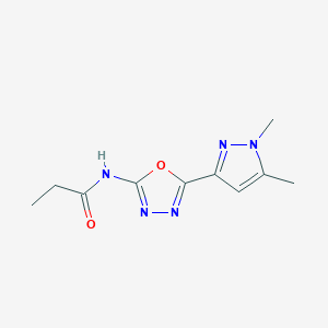 molecular formula C10H13N5O2 B6528637 N-[5-(1,5-dimethyl-1H-pyrazol-3-yl)-1,3,4-oxadiazol-2-yl]propanamide CAS No. 1019101-76-8