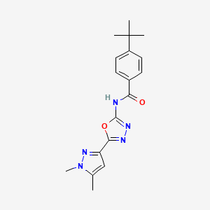 molecular formula C18H21N5O2 B6528645 4-tert-butyl-N-[5-(1,5-dimethyl-1H-pyrazol-3-yl)-1,3,4-oxadiazol-2-yl]benzamide CAS No. 1019101-78-0