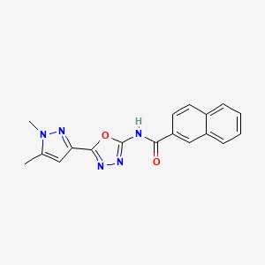 molecular formula C18H15N5O2 B6528646 N-[5-(1,5-dimethyl-1H-pyrazol-3-yl)-1,3,4-oxadiazol-2-yl]naphthalene-2-carboxamide CAS No. 1019101-81-5