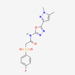 molecular formula C15H14FN5O4S B6528678 N-[5-(1,5-dimethyl-1H-pyrazol-3-yl)-1,3,4-oxadiazol-2-yl]-2-(4-fluorobenzenesulfonyl)acetamide CAS No. 1019101-91-7