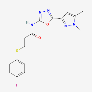 molecular formula C16H16FN5O2S B6528684 N-[5-(1,5-dimethyl-1H-pyrazol-3-yl)-1,3,4-oxadiazol-2-yl]-3-[(4-fluorophenyl)sulfanyl]propanamide CAS No. 1019101-93-9