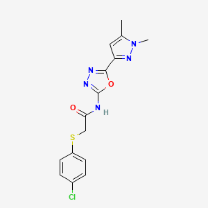 molecular formula C15H14ClN5O2S B6528693 2-[(4-chlorophenyl)sulfanyl]-N-[5-(1,5-dimethyl-1H-pyrazol-3-yl)-1,3,4-oxadiazol-2-yl]acetamide CAS No. 1019101-96-2