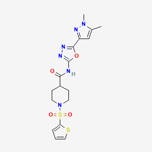 molecular formula C17H20N6O4S2 B6528718 N-[5-(1,5-dimethyl-1H-pyrazol-3-yl)-1,3,4-oxadiazol-2-yl]-1-(thiophene-2-sulfonyl)piperidine-4-carboxamide CAS No. 1019102-09-0